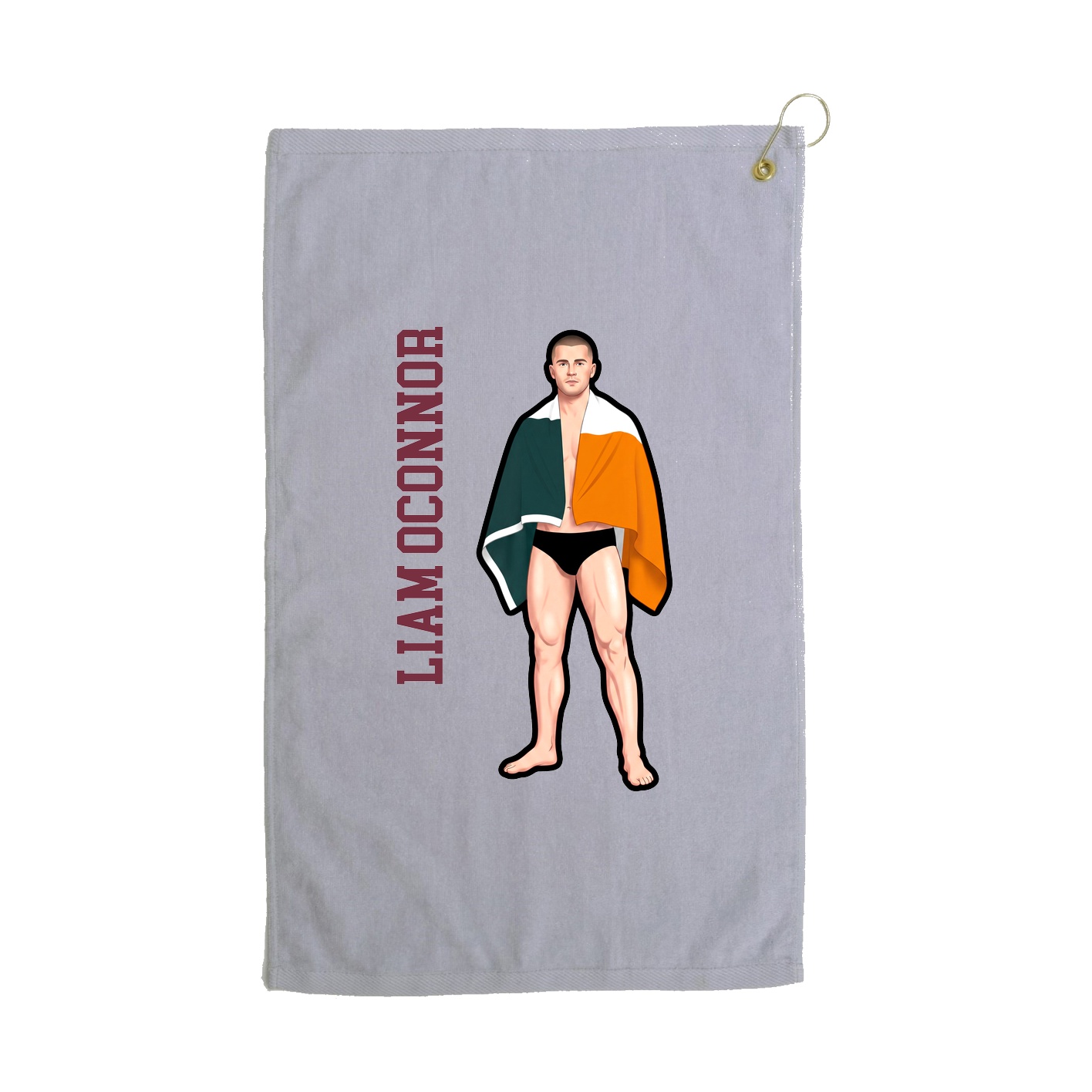 Golf Towel — Name Vertical in Grey