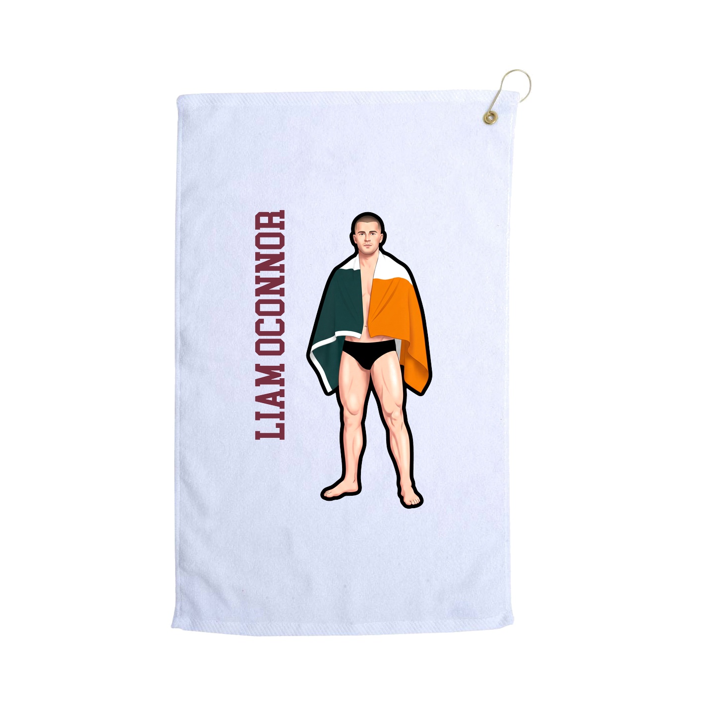 Golf Towel — Name Vertical in White