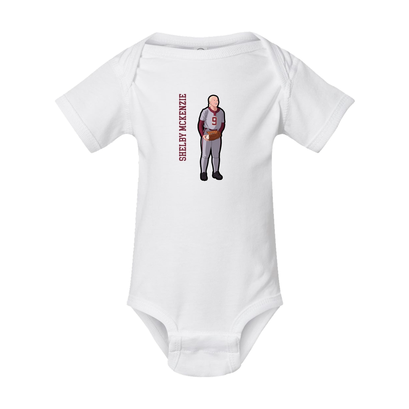 Baby Onesie — Name Vertical in White