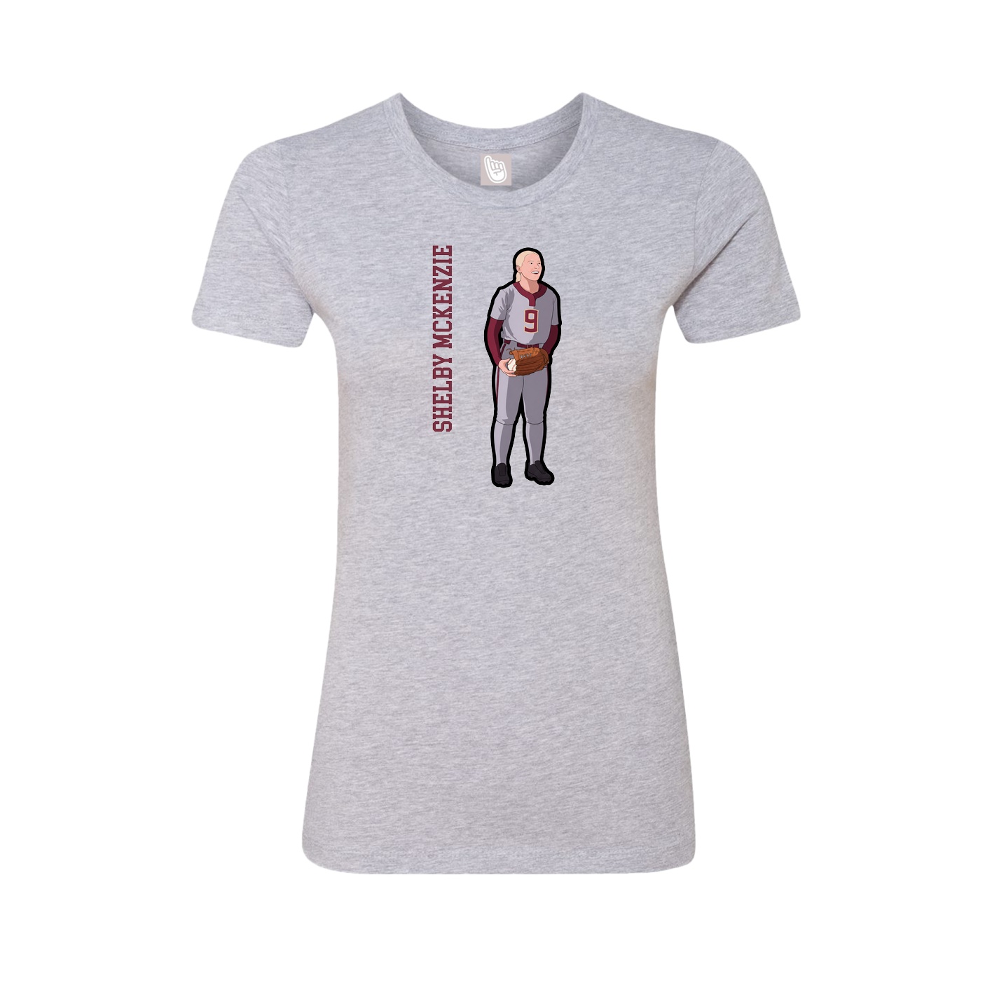 Fitted Women's Tee — Name Vertical in Grey