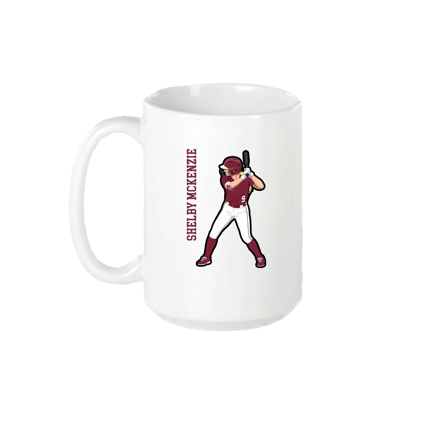 15oz Coffee Mug — Name Vertical in White