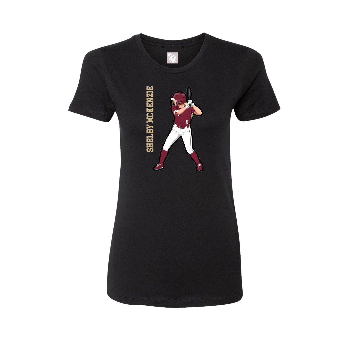 Fitted Women's Tee — Name Vertical in Black
