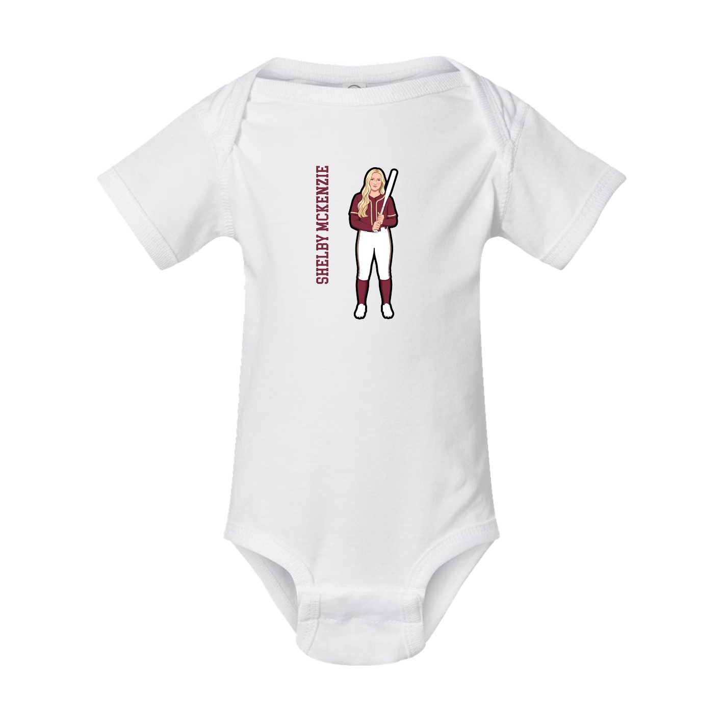 Baby Onesie — Name Vertical in White