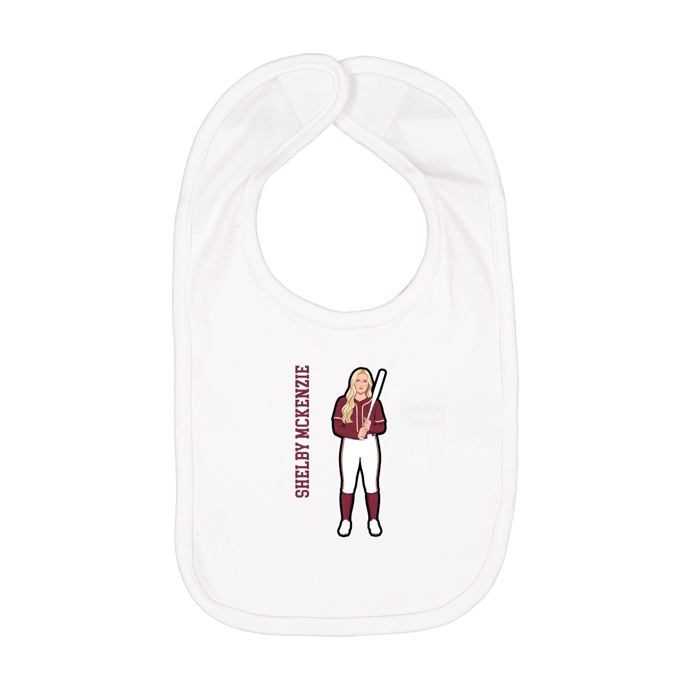 Infant Bib — Name Vertical in White
