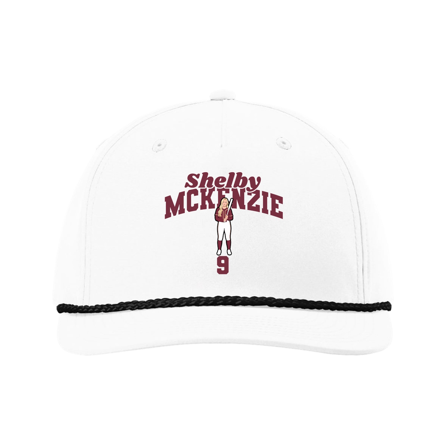 Five-Panel Classic Rope Cap — Signature Arch in White