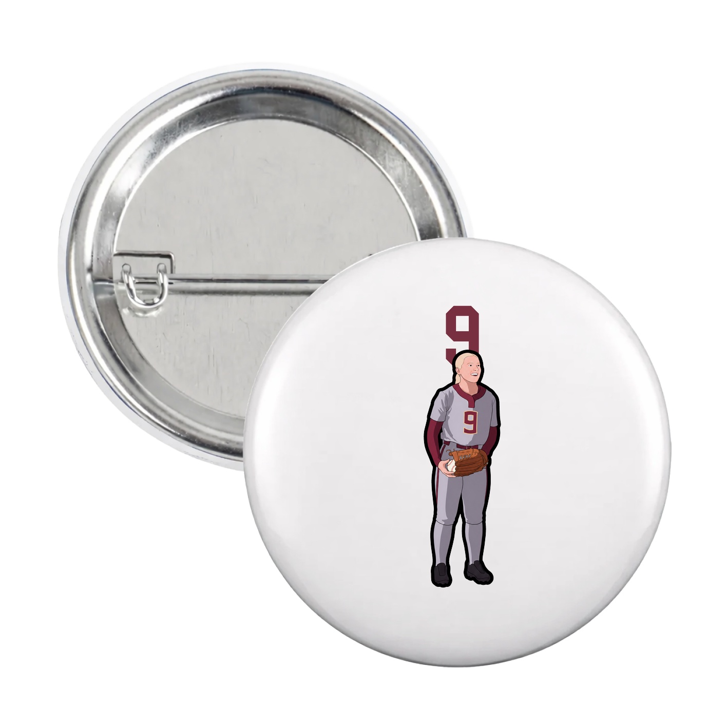 Game Day Button — Number Top in White