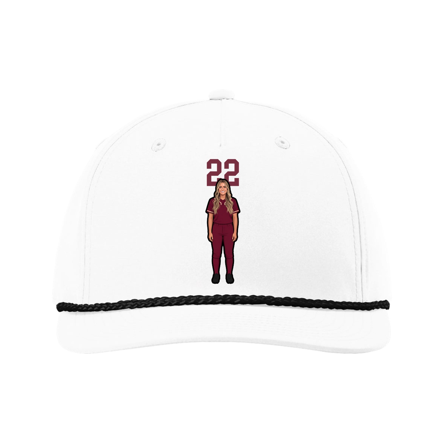 Five-Panel Classic Rope Cap — Number Top in White