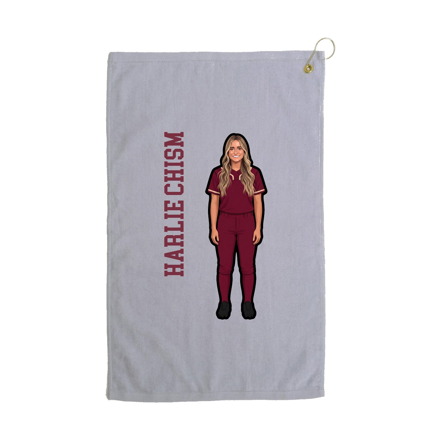Golf Towel — Name Vertical in Grey