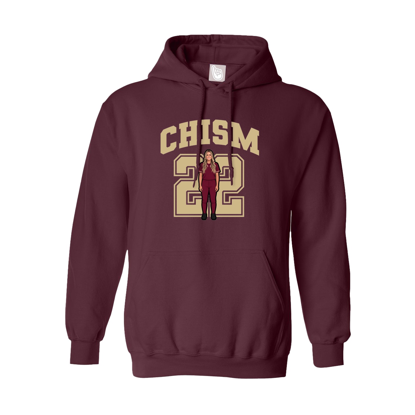 Youth Hoodie — Number in Maroon