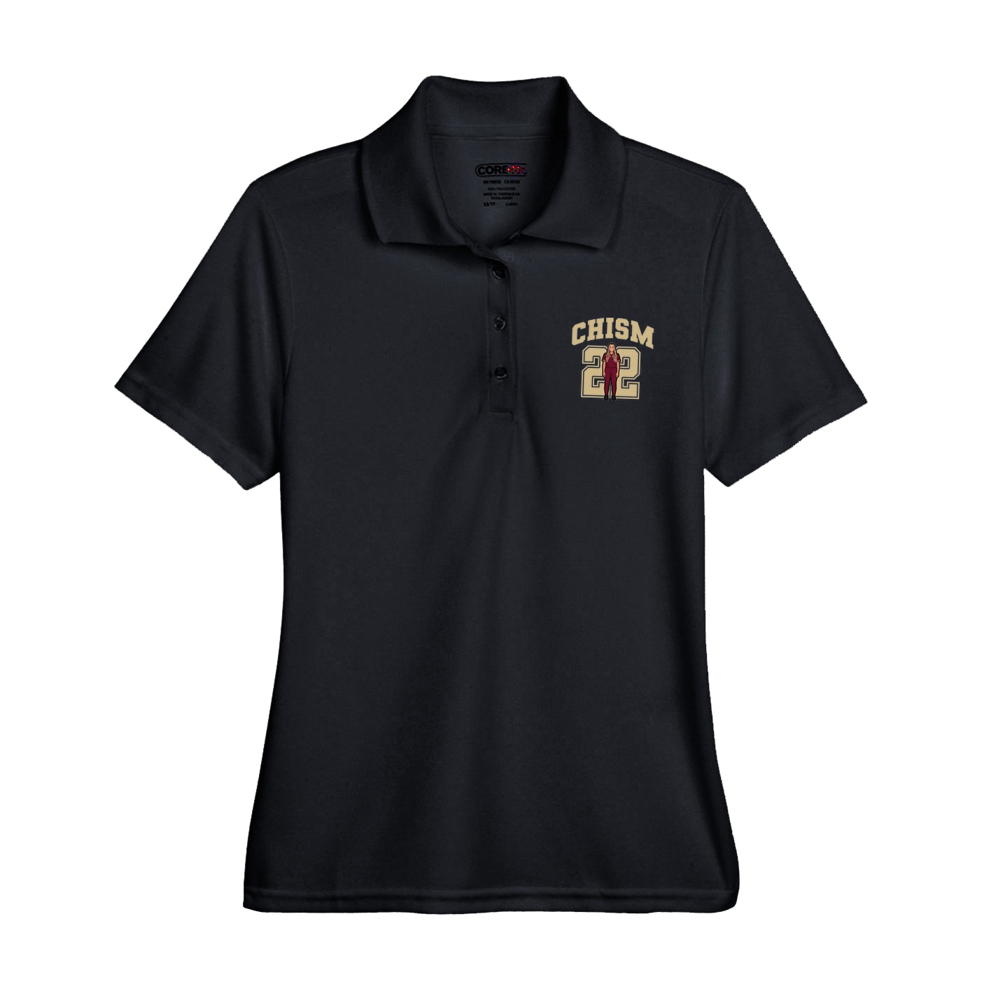 Womens Performance Polo — Number in Black