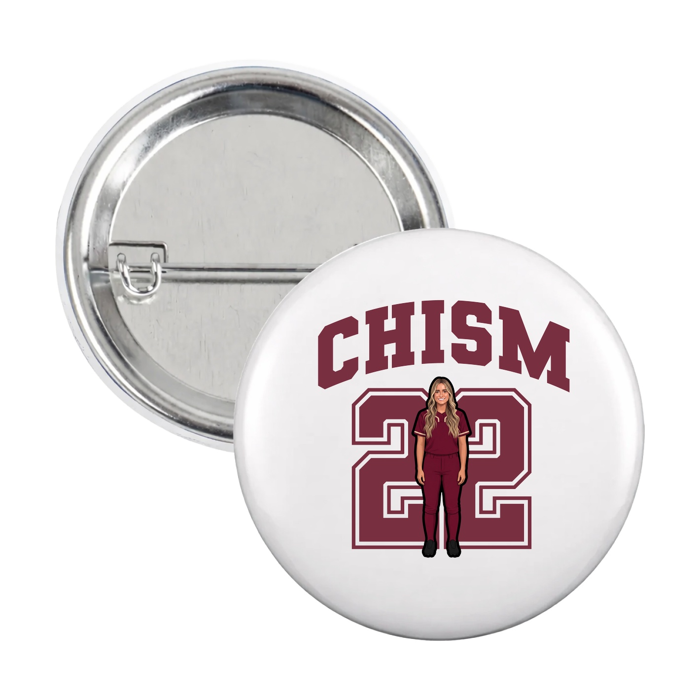 Game Day Button — Number in White