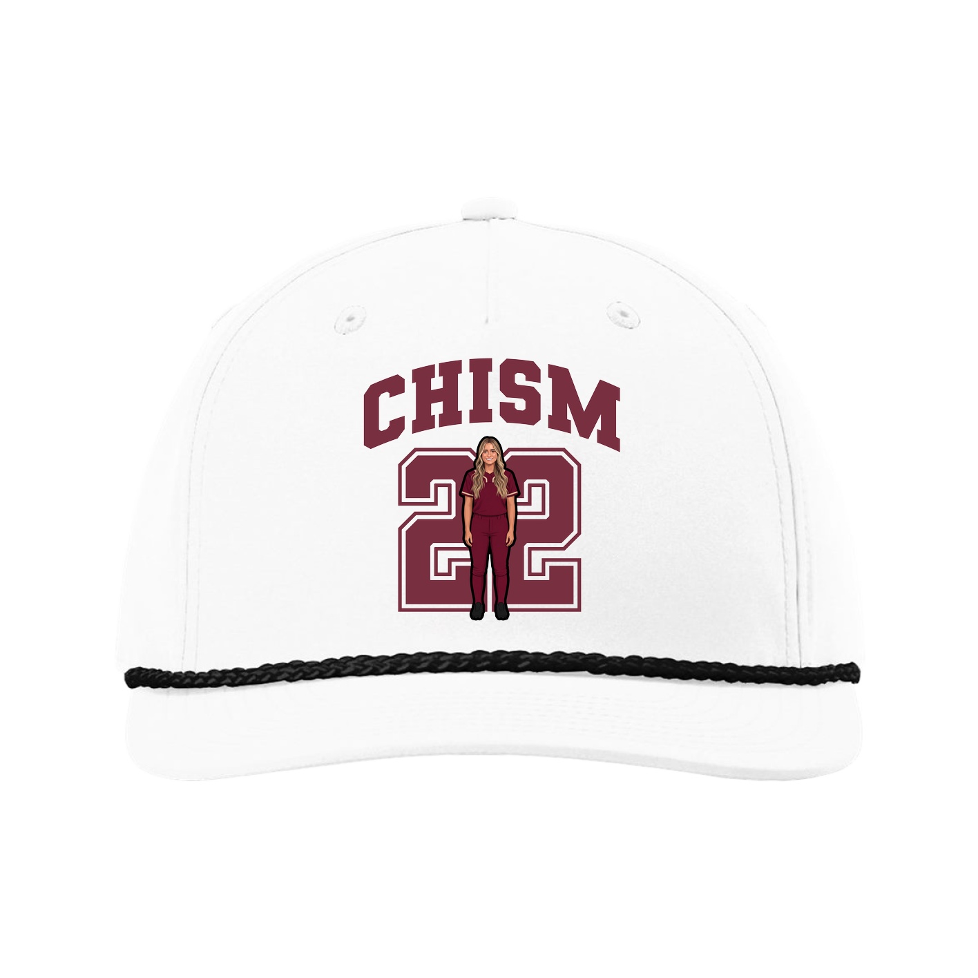 Five-Panel Classic Rope Cap — Number in White