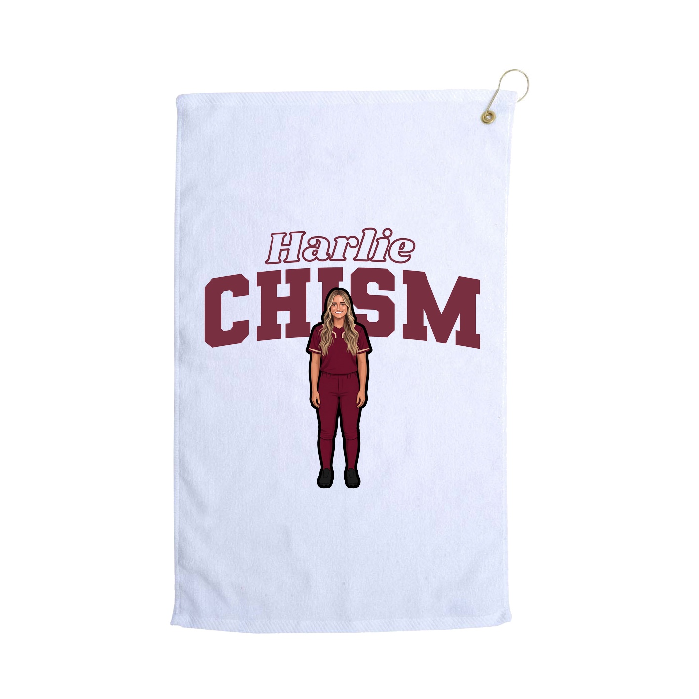 Golf Towel — Name Arch in White