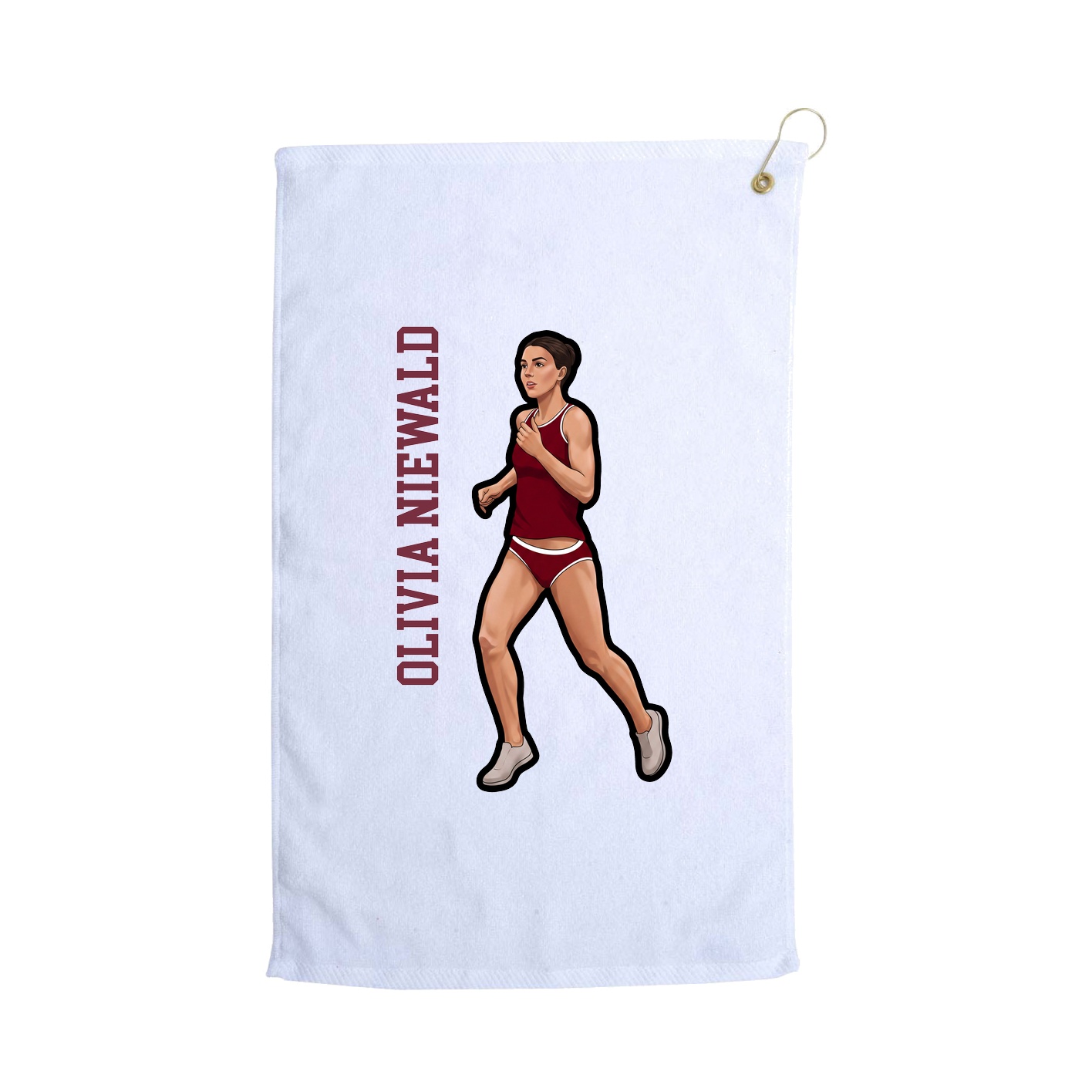 Golf Towel — Name Vertical in White