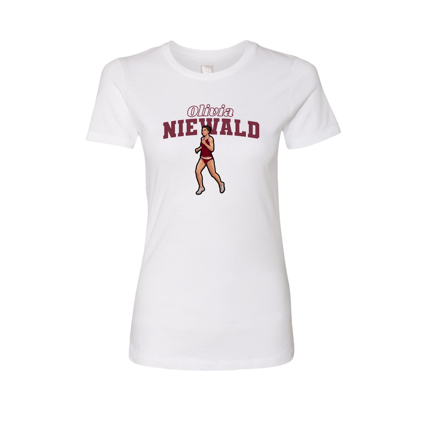 Fitted Women's Tee — Name Arch in White