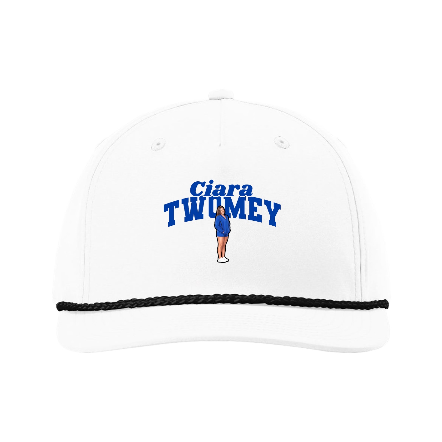 Five-Panel Classic Rope Cap — Signature Arch in White