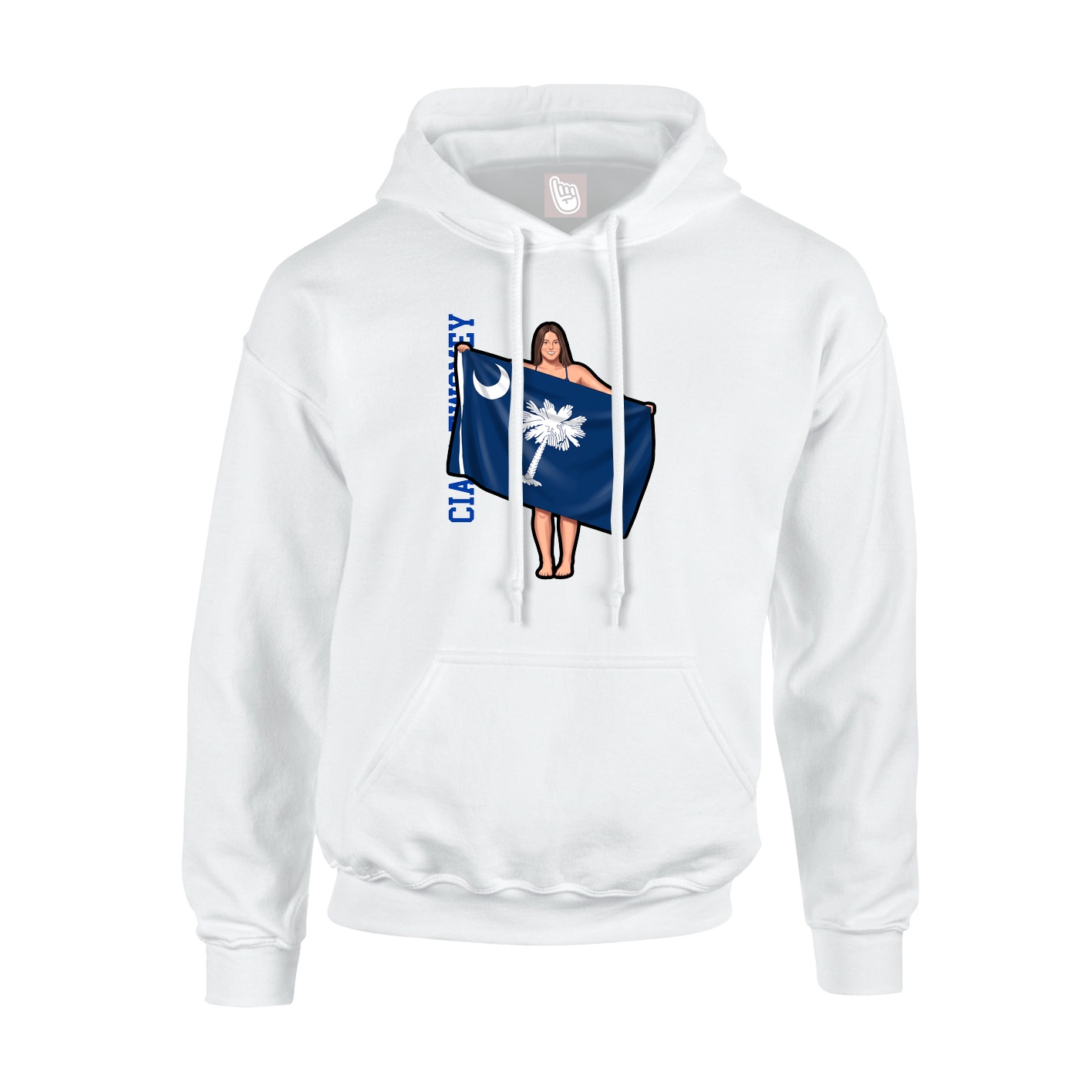 Youth Hoodie — Name Vertical in White