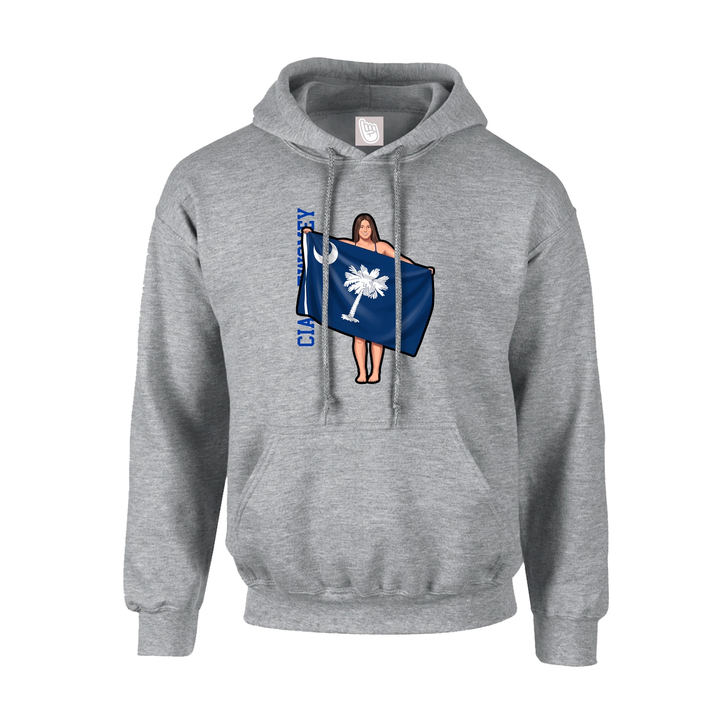 Youth Hoodie — Name Vertical in Grey
