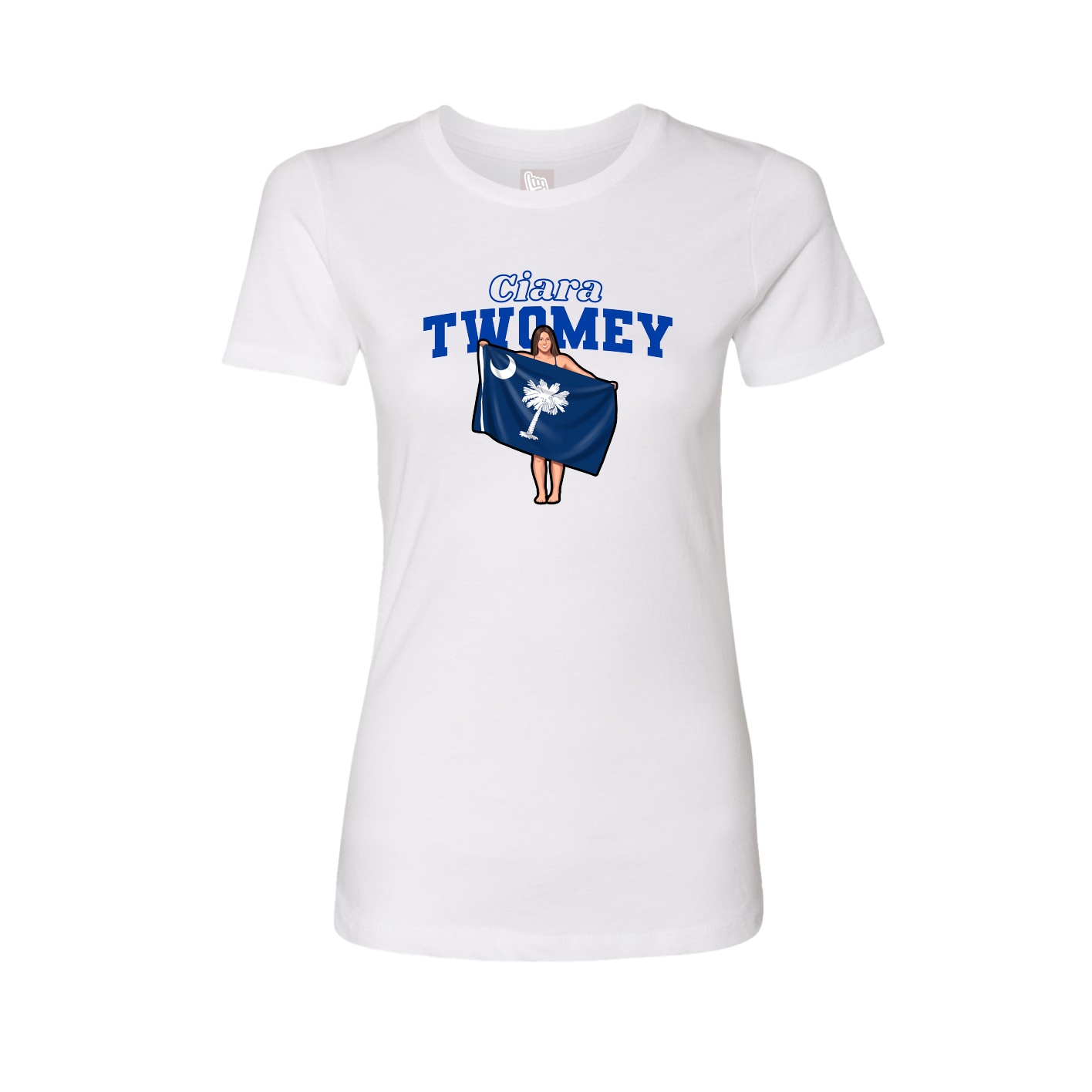 Womens Tee — Name Arch in White