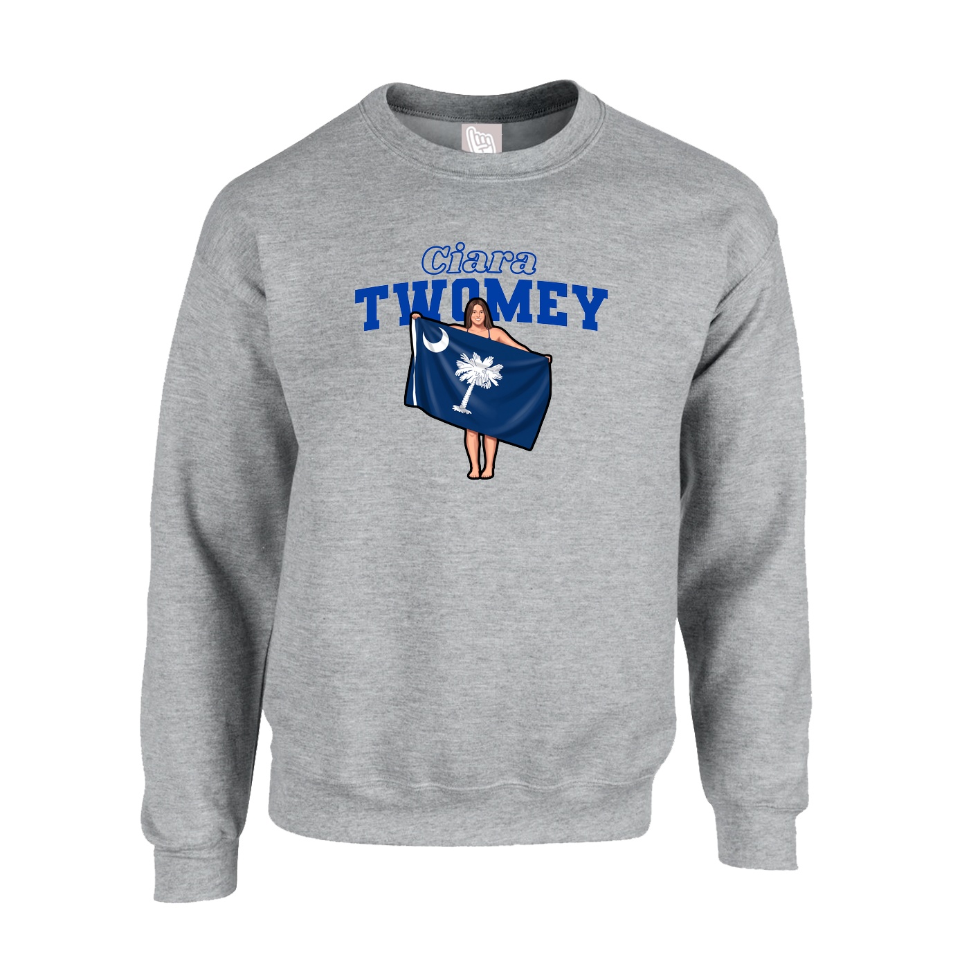 Fleece Crew — Name Arch in Grey