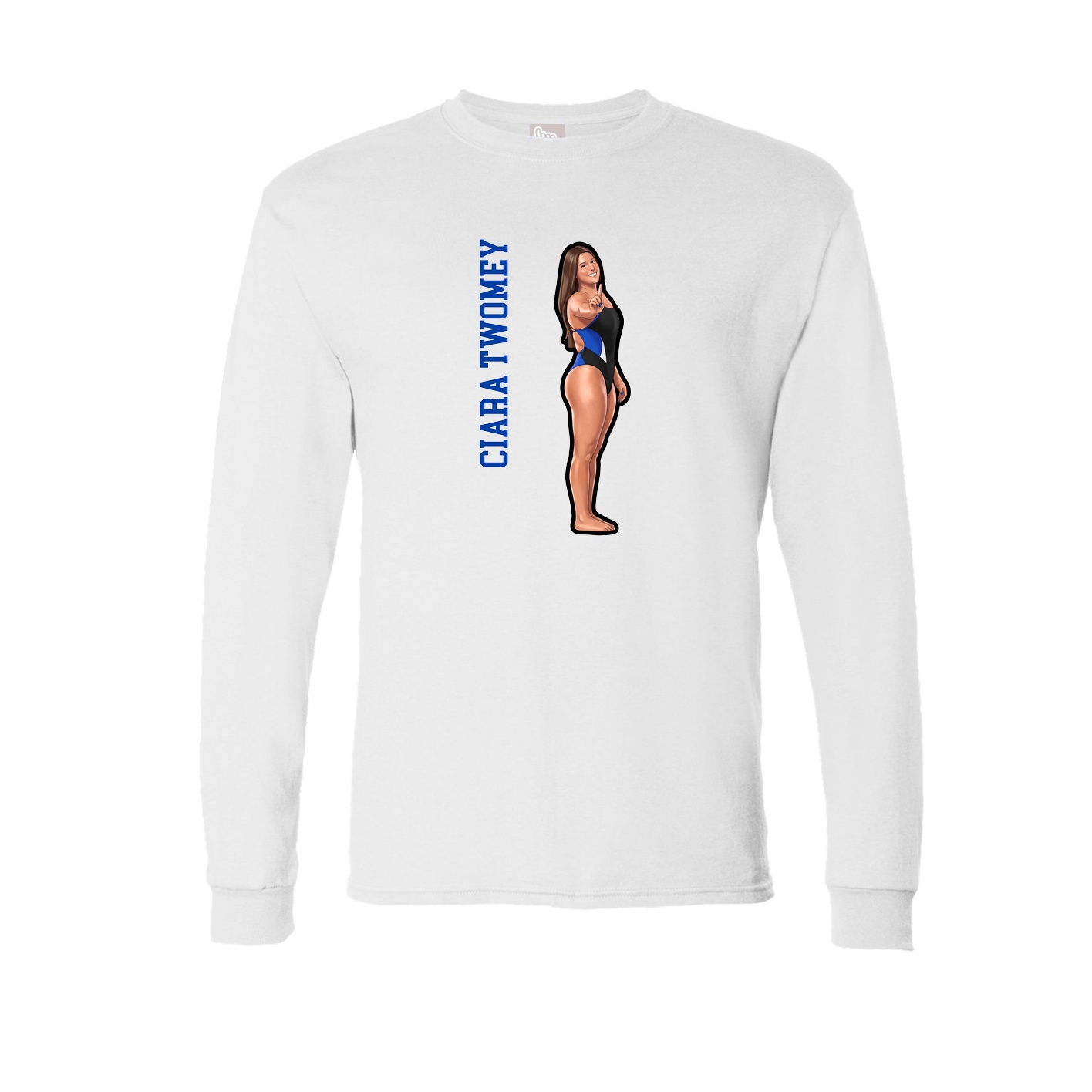 Long Sleeve Tee — Name Vertical in White