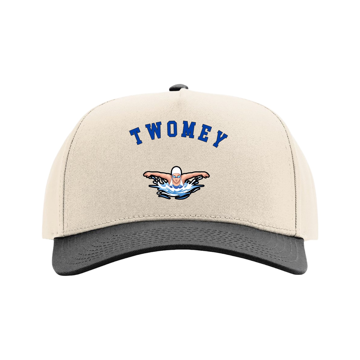 Full Fabric Five-Panel Champ Cap — Shirsey Arch in Cream/Black