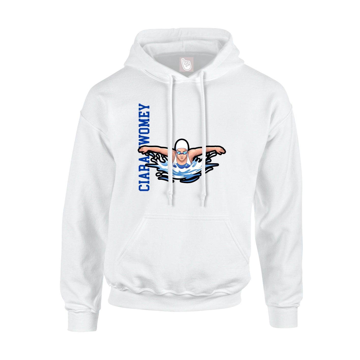Youth Hoodie — Name Vertical in White