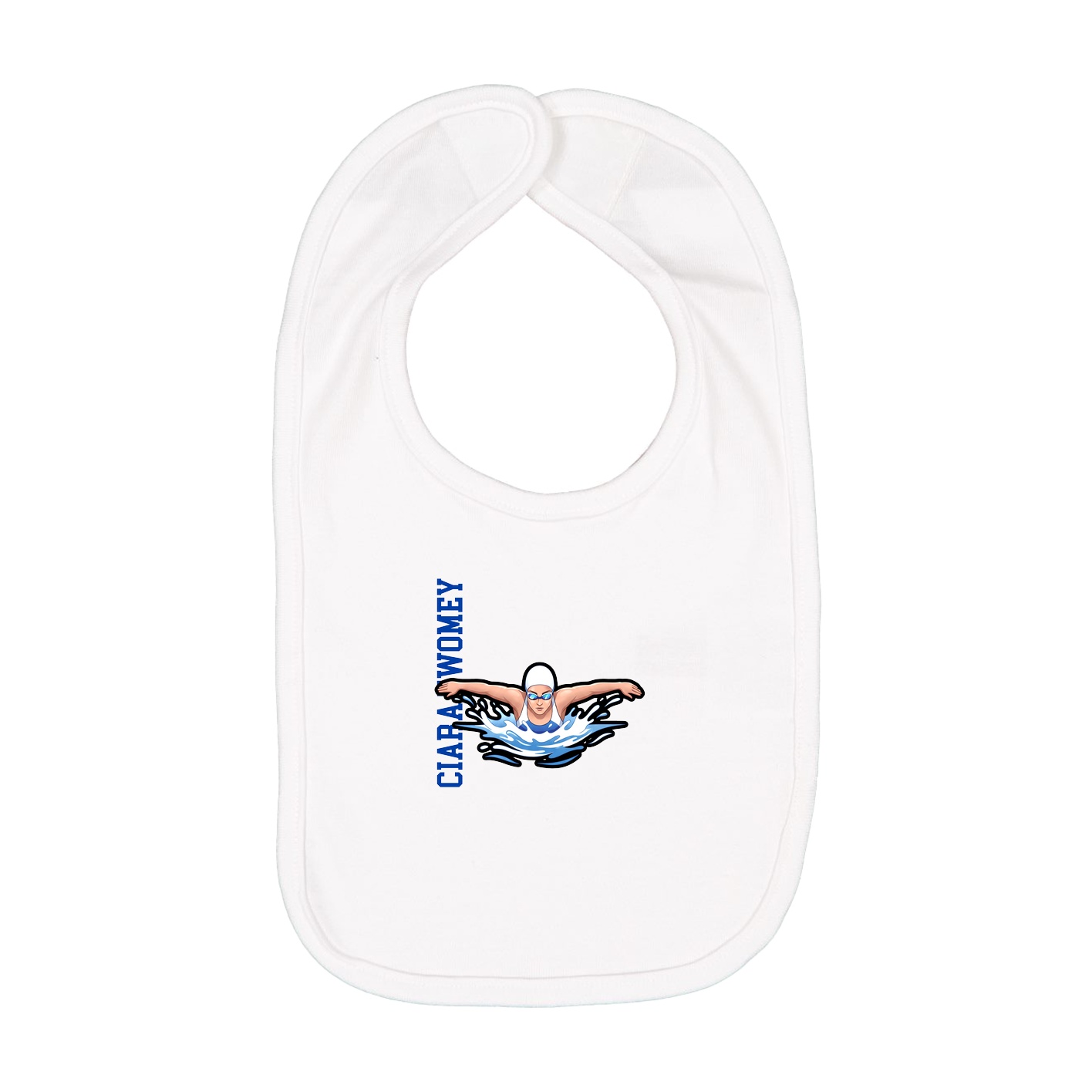Infant Bib — Name Vertical in White