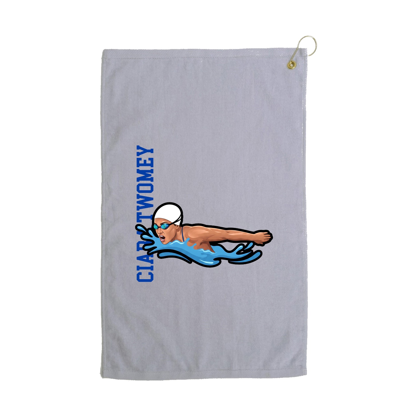 Golf Towel — Name Vertical in Grey