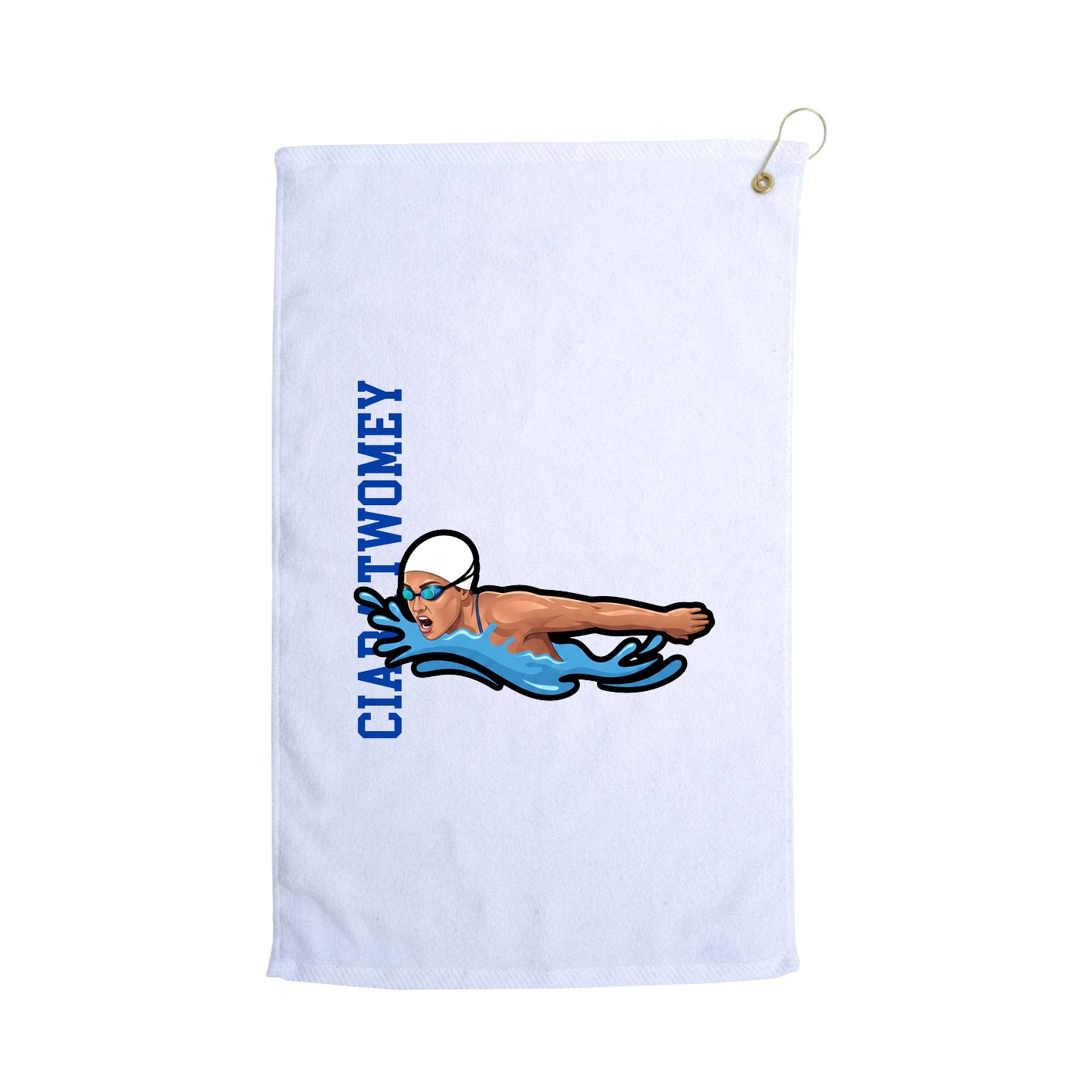 Golf Towel — Name Vertical in White