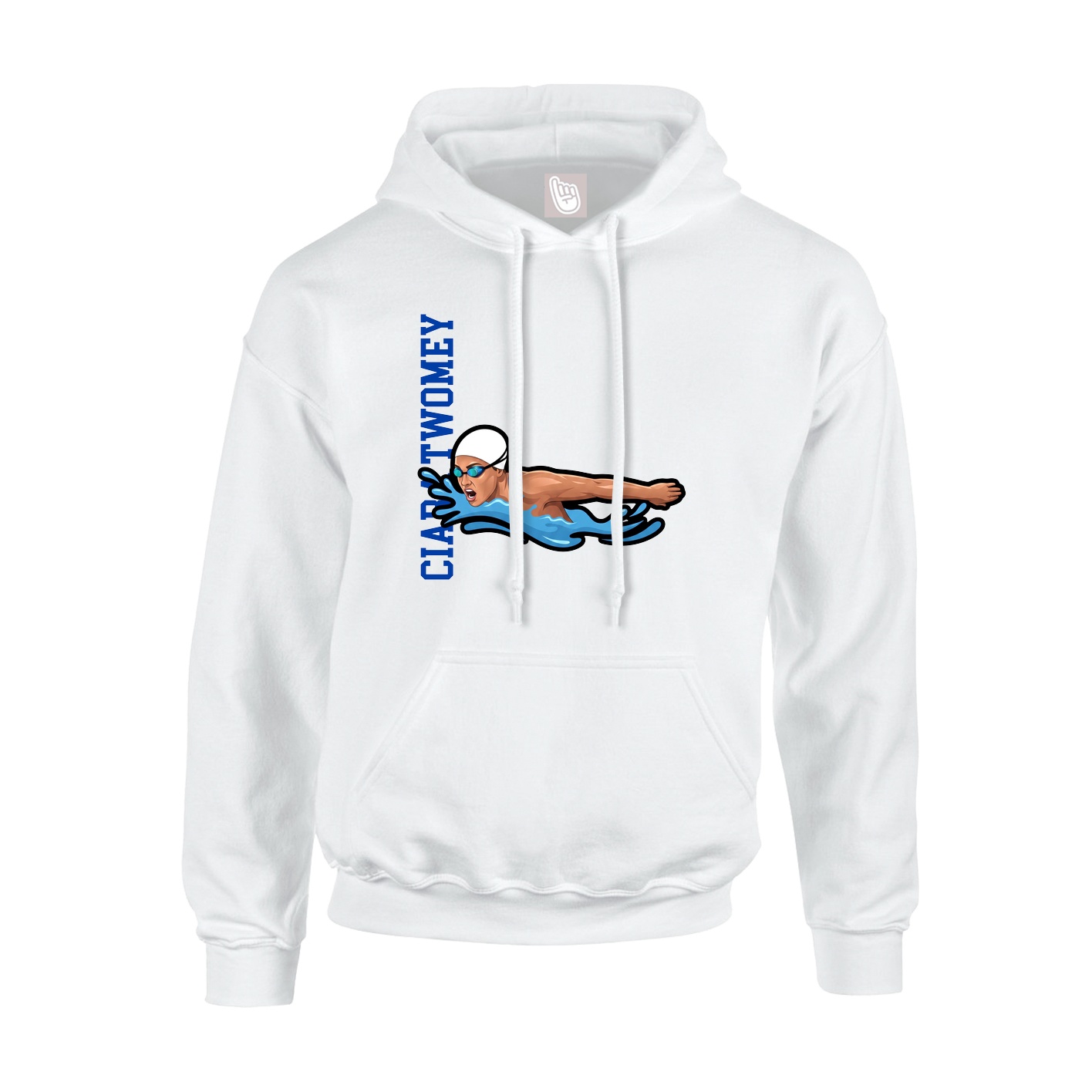 Youth Hoodie — Name Vertical in White
