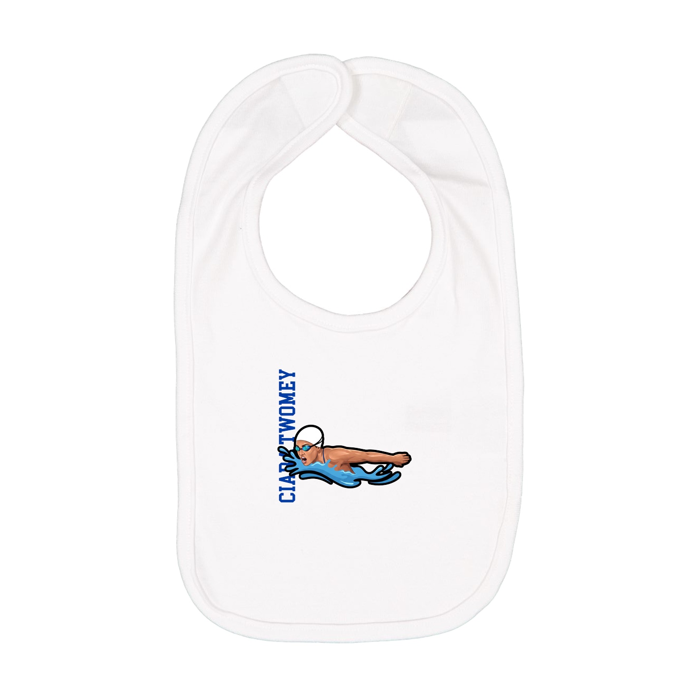 Infant Bib — Name Vertical in White