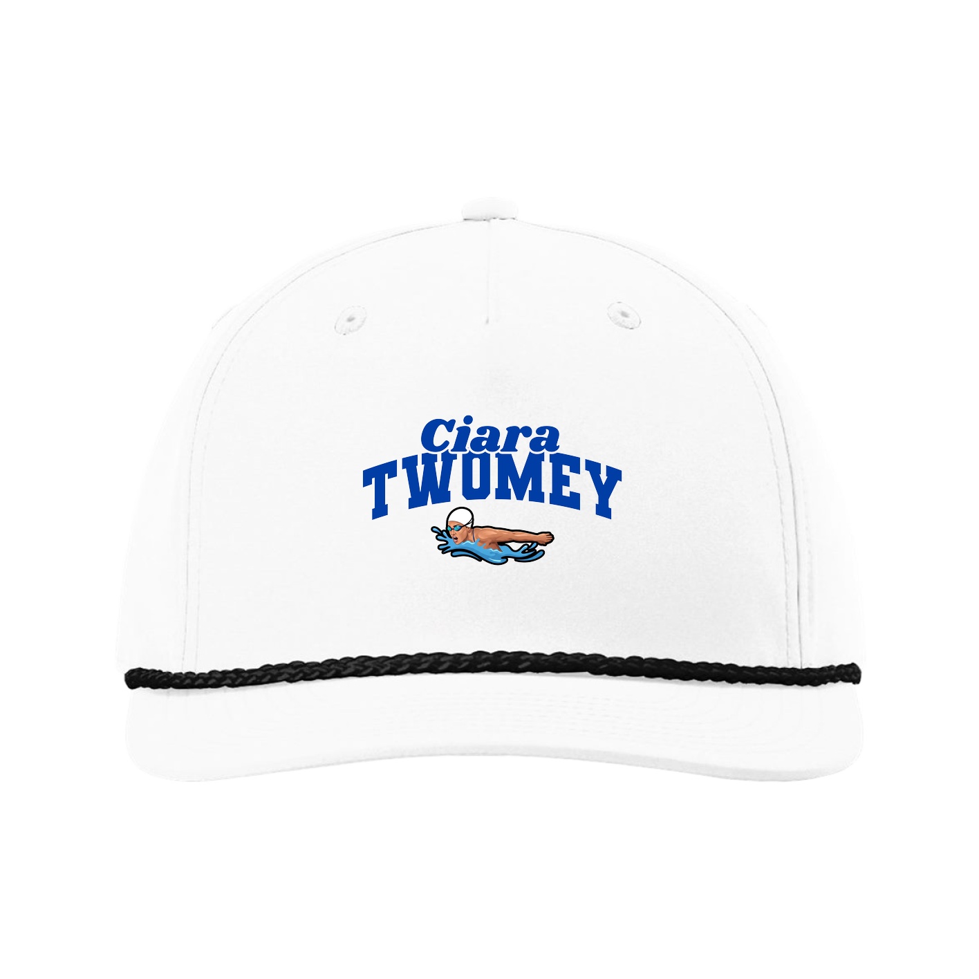Five-Panel Classic Rope Cap — Signature Arch in White