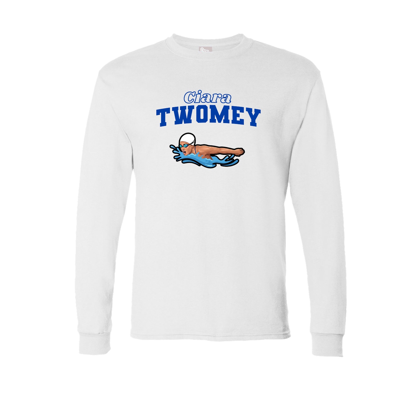 Long Sleeve Tee — Name Arch in White