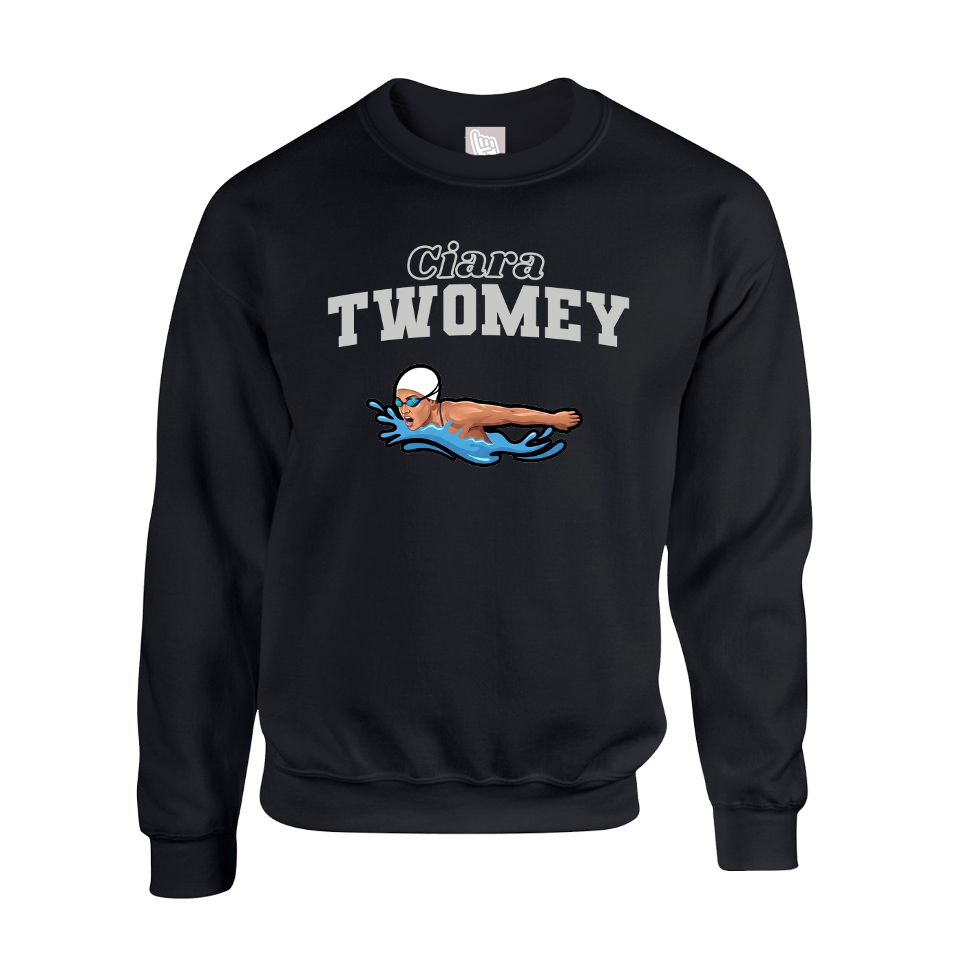 Fleece Crew — Name Arch in Black