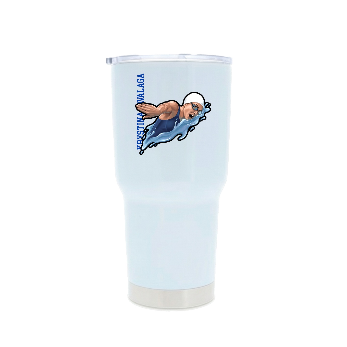 30oz Stainless Steel Tumbler — Name Vertical in White