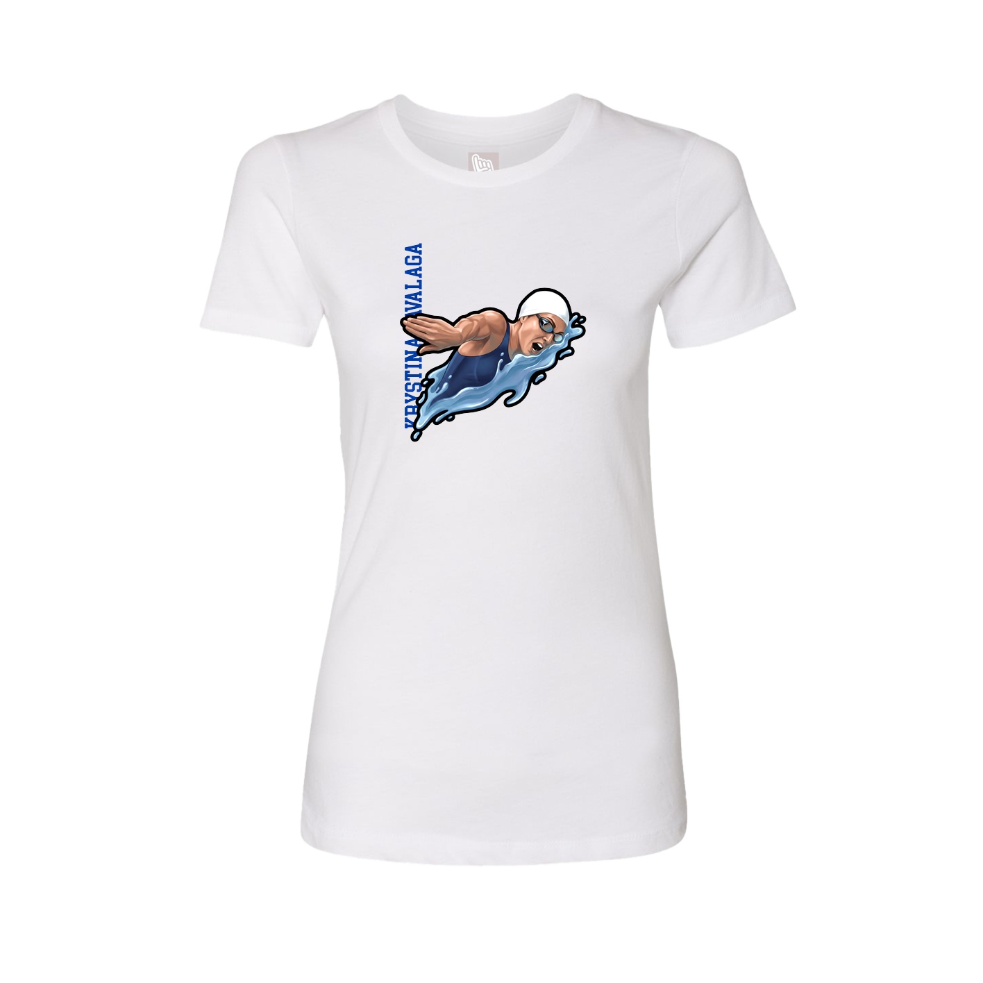 Fitted Women's Tee — Name Vertical in White