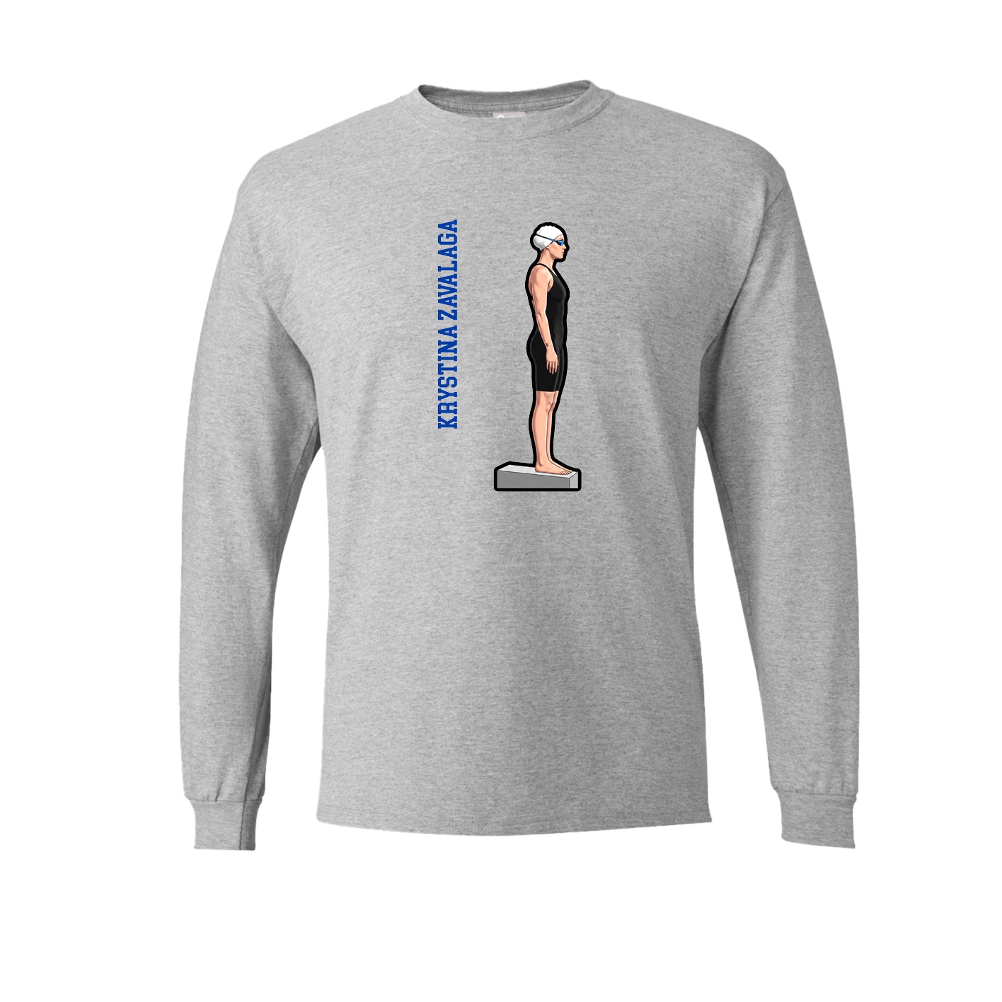Long Sleeve Tee — Name Vertical in Grey