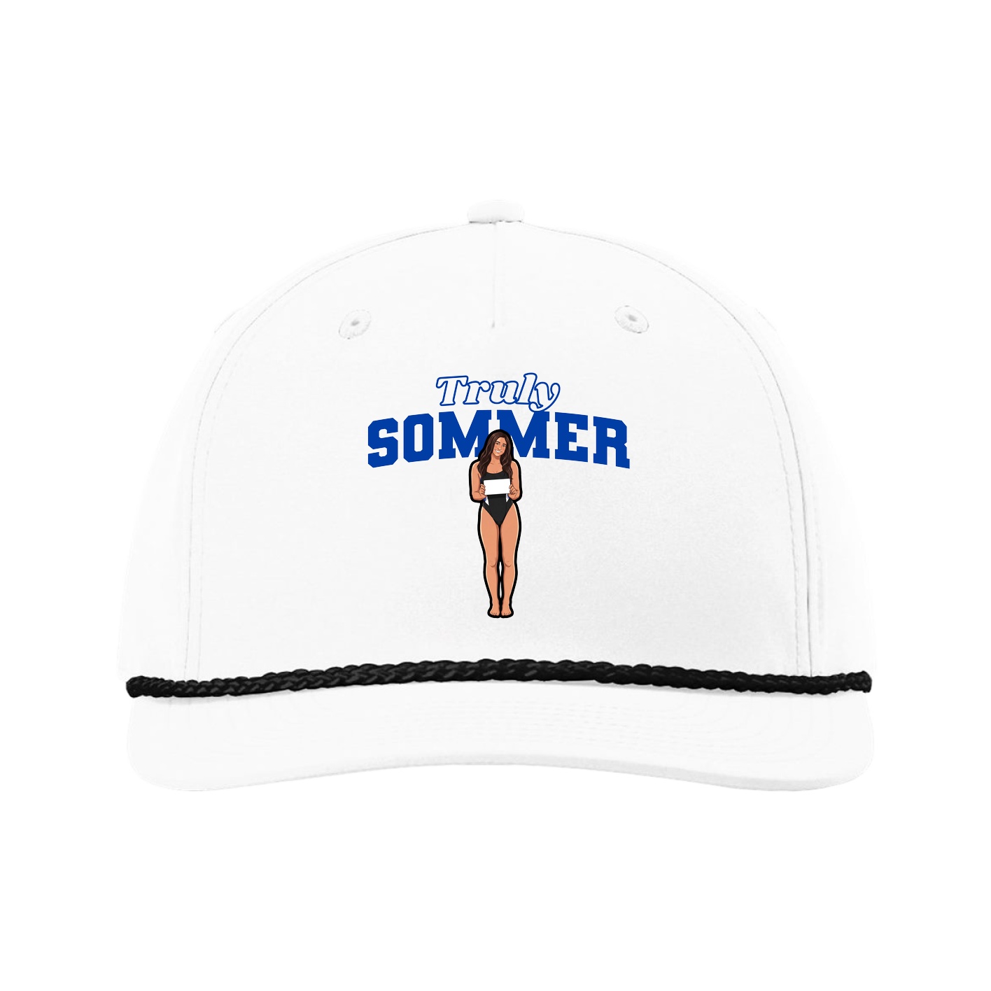 Five-Panel Classic Rope Cap — Name Arch in White