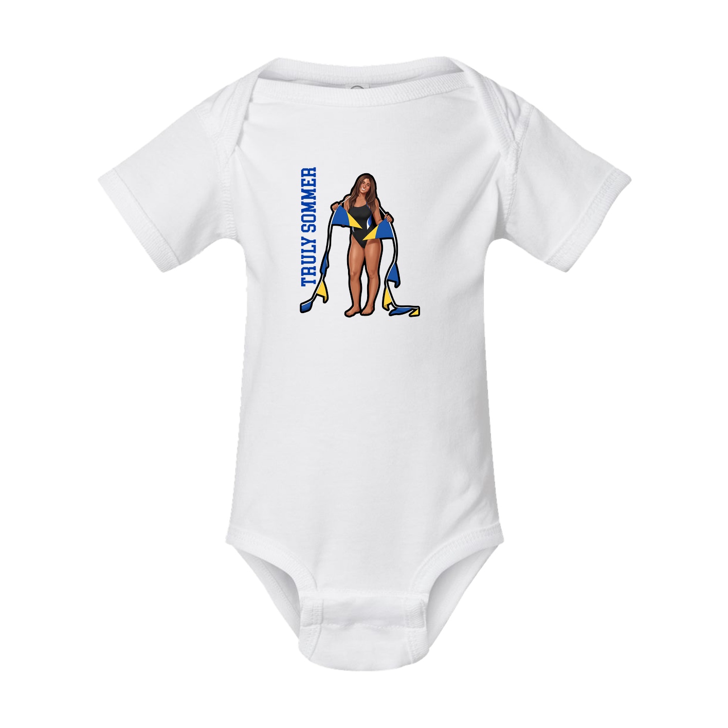Baby Onesie — Name Vertical in White