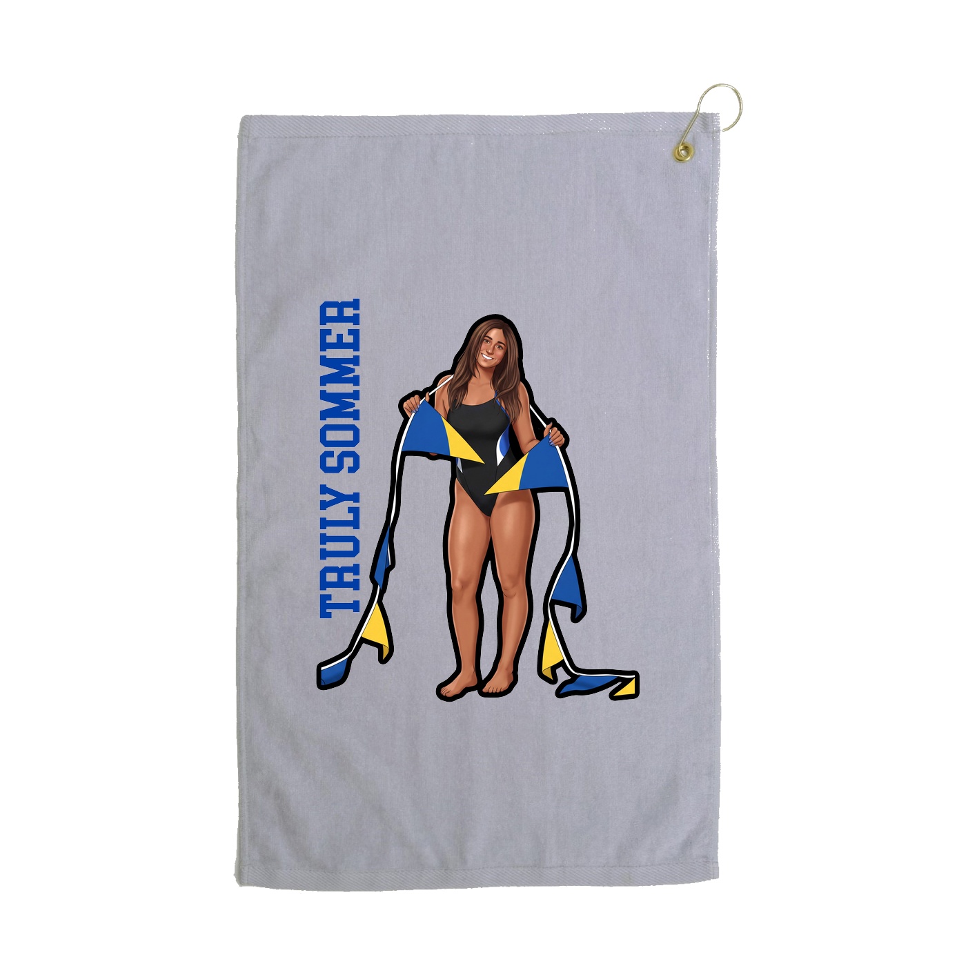 Golf Towel — Name Vertical in Grey