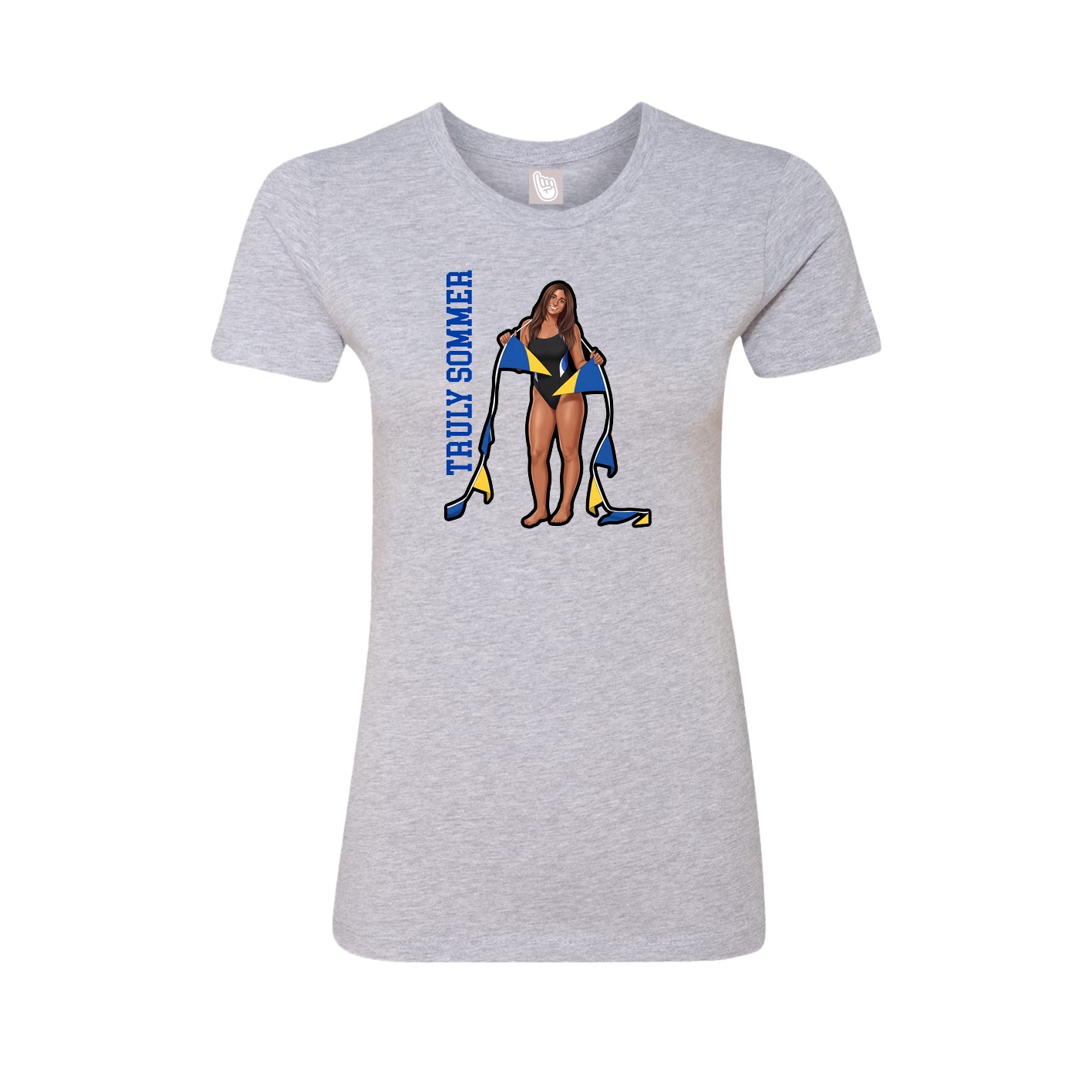 Fitted Women's Tee — Name Vertical in Grey
