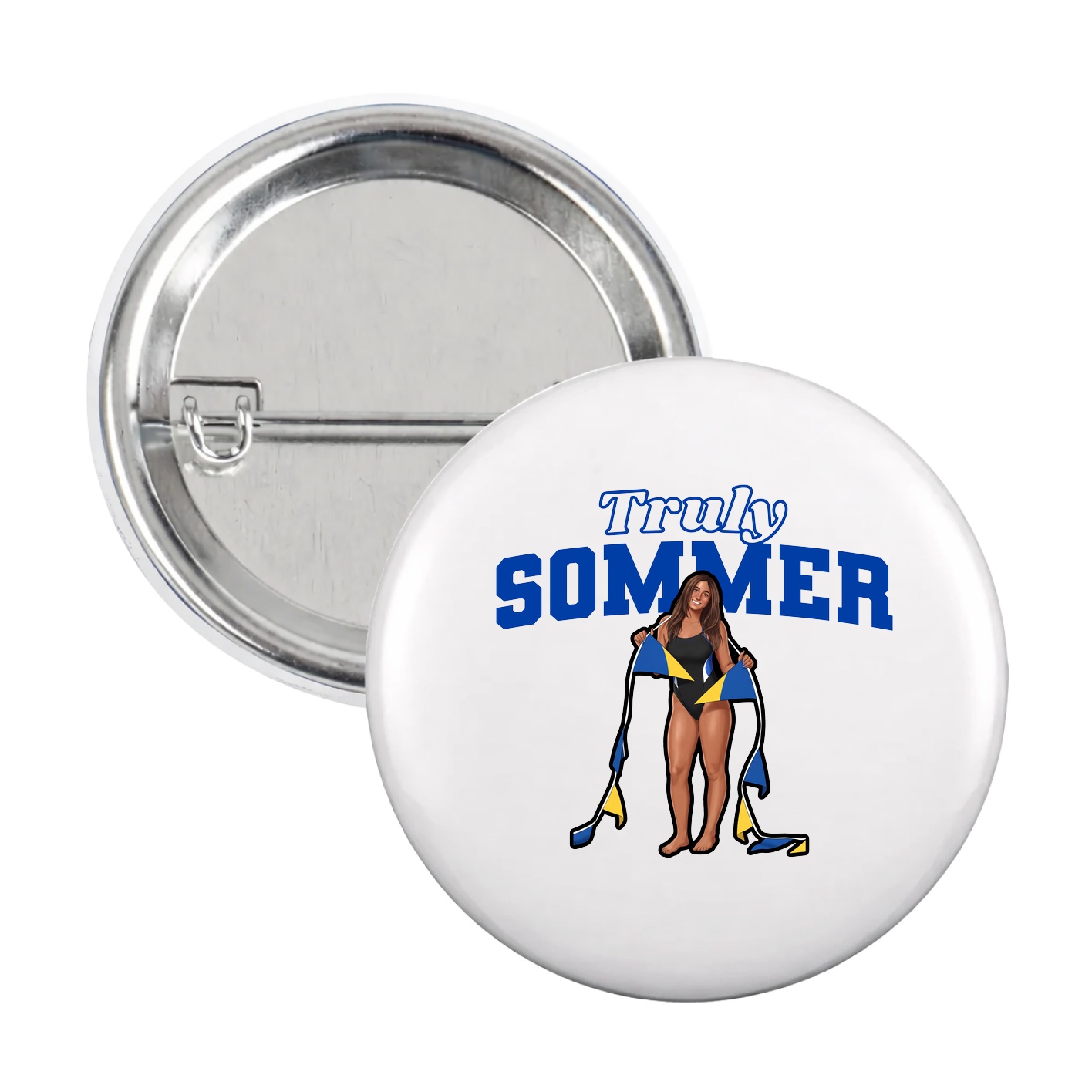 Game Day Button — Name Arch in White