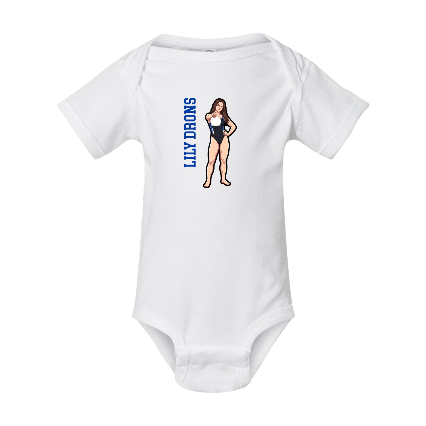 Baby Onesie — Name Vertical in White