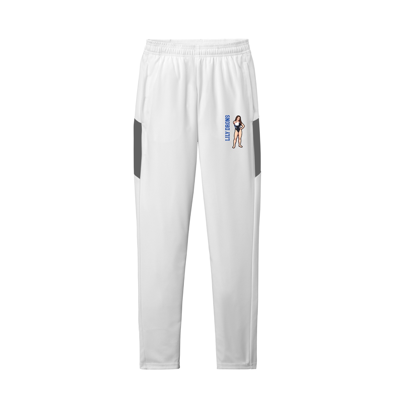 Team Travel Pant — Name Vertical in White/Grey