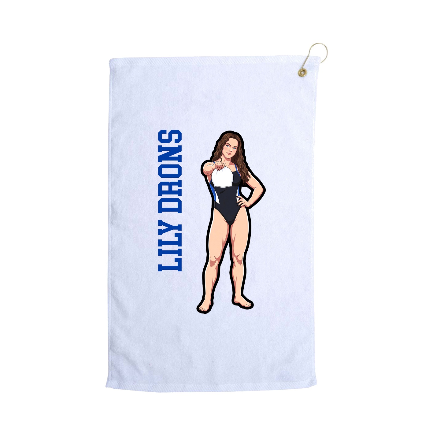 Golf Towel — Name Vertical in White