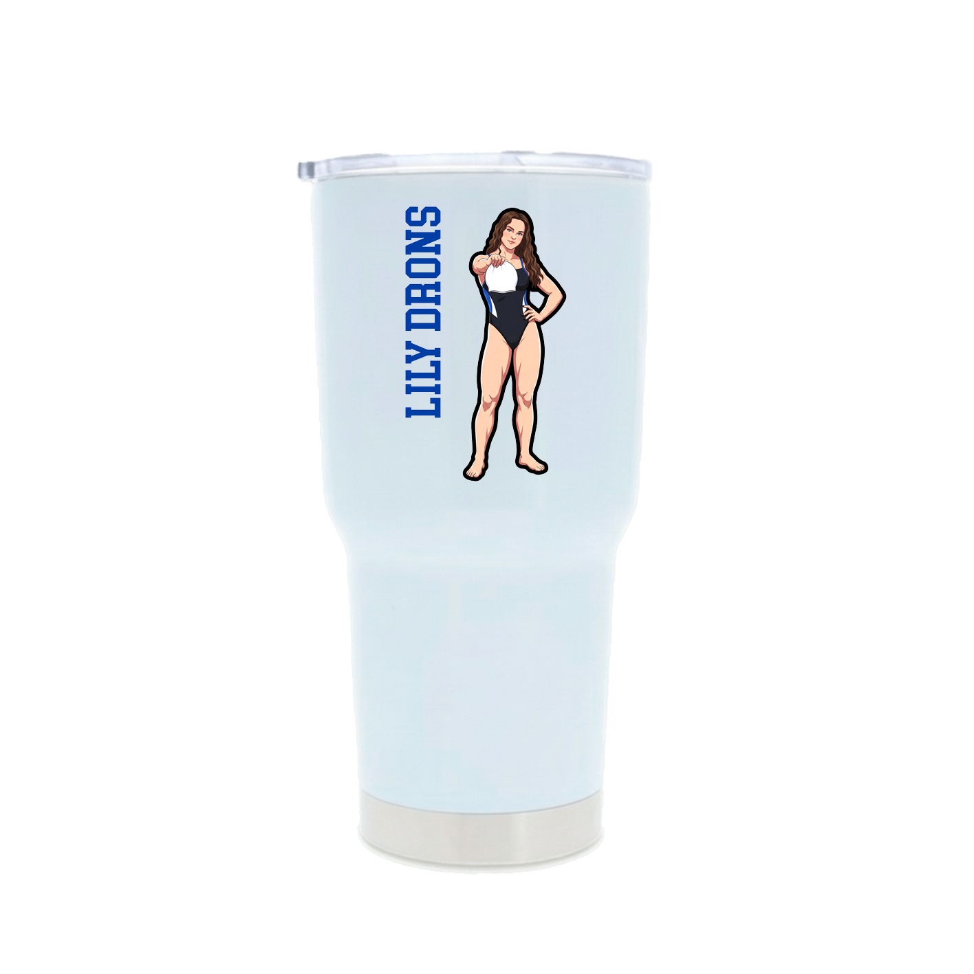 30oz Stainless Steel Tumbler — Name Vertical in White