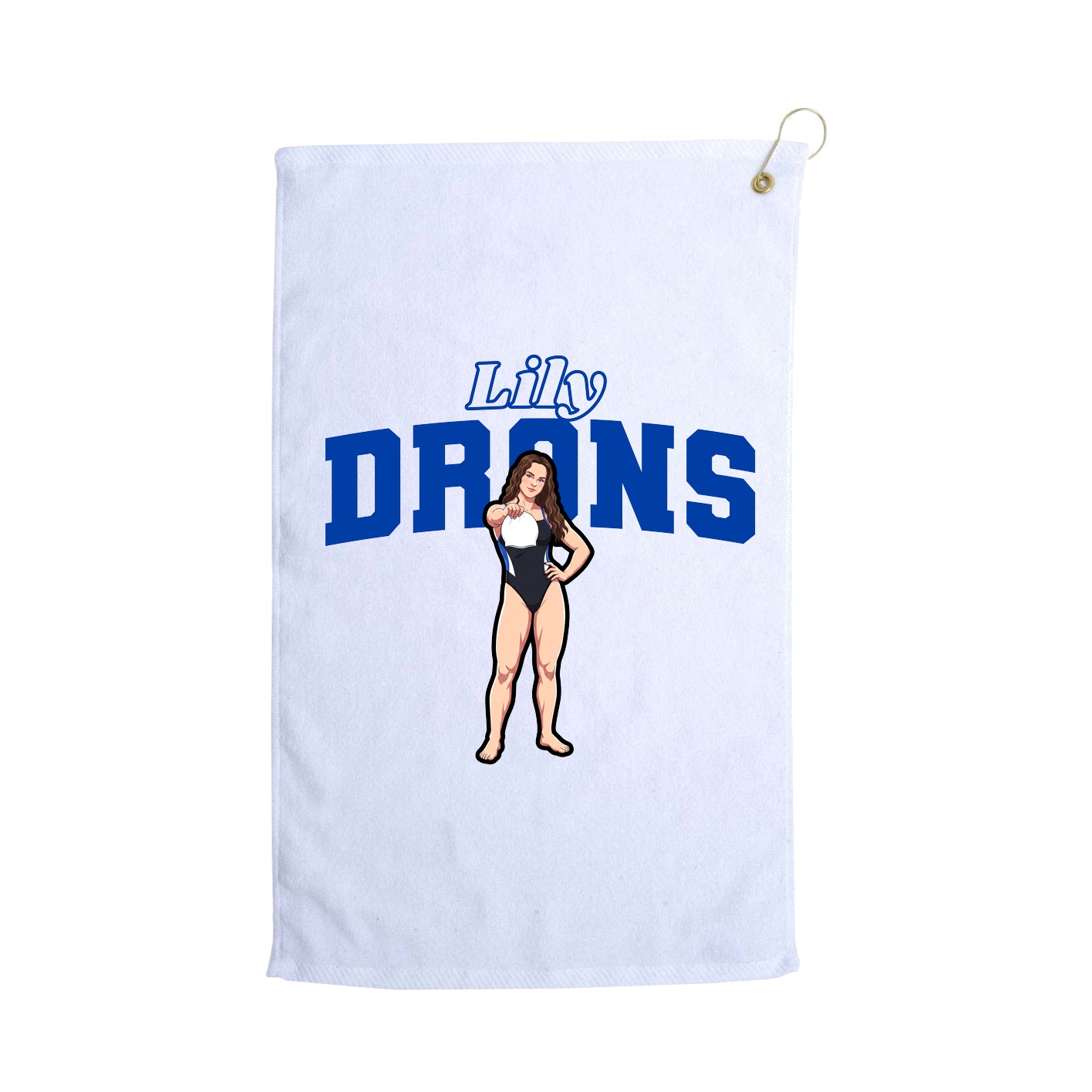 Golf Towel — Name Arch in White