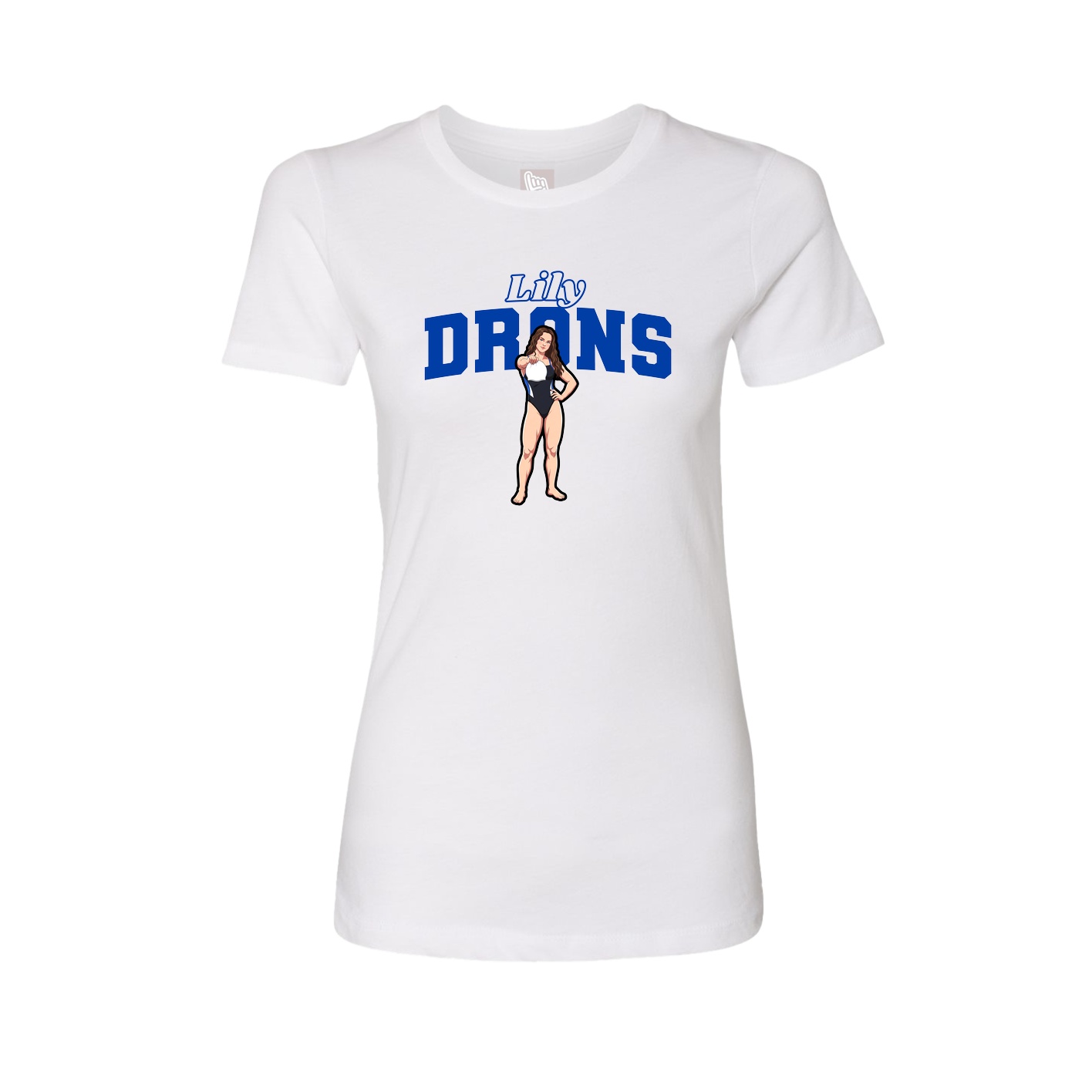 Fitted Women's Tee — Name Arch in White