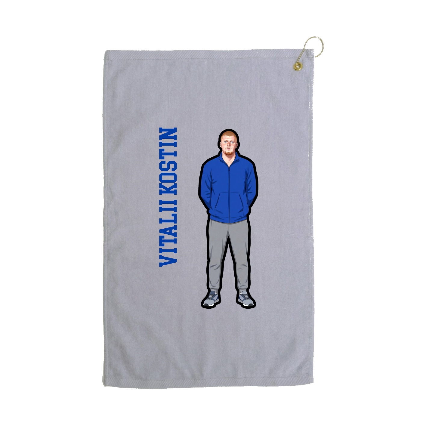 Golf Towel — Name Vertical in Grey